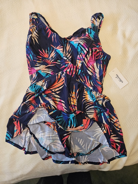 Swimsuits For All Other - Swimsuits For All Women's Navy Tropical Print One-Piece Swimdress